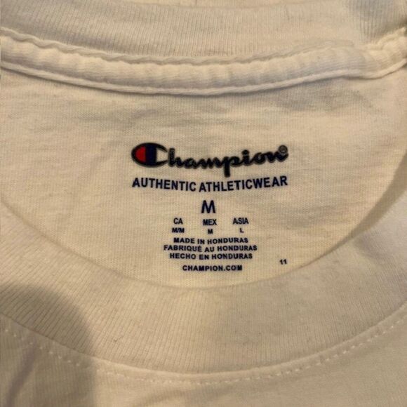 Champion Men's T-shirt White with Silver Logo Size Medium - Picture 6 of 8